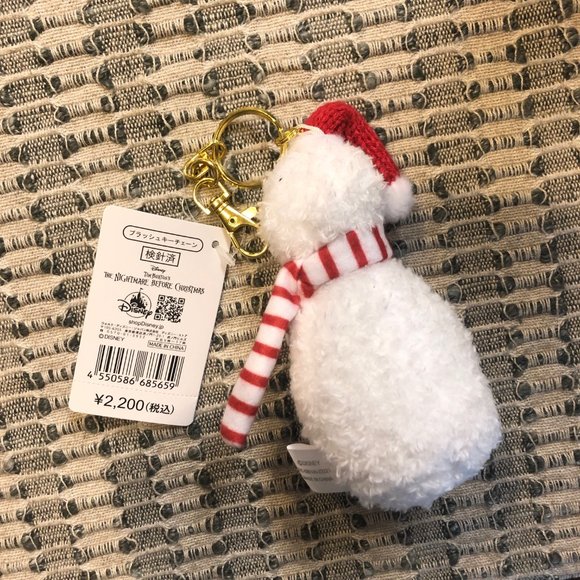 Disney Japan Christmas Holiday Jack Skellington Snowman Plush Keychain US Seller - Picture 2 of 2